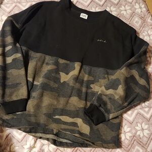 PINK Victoria's Secret Black and Camouflage Crewneck Sweater